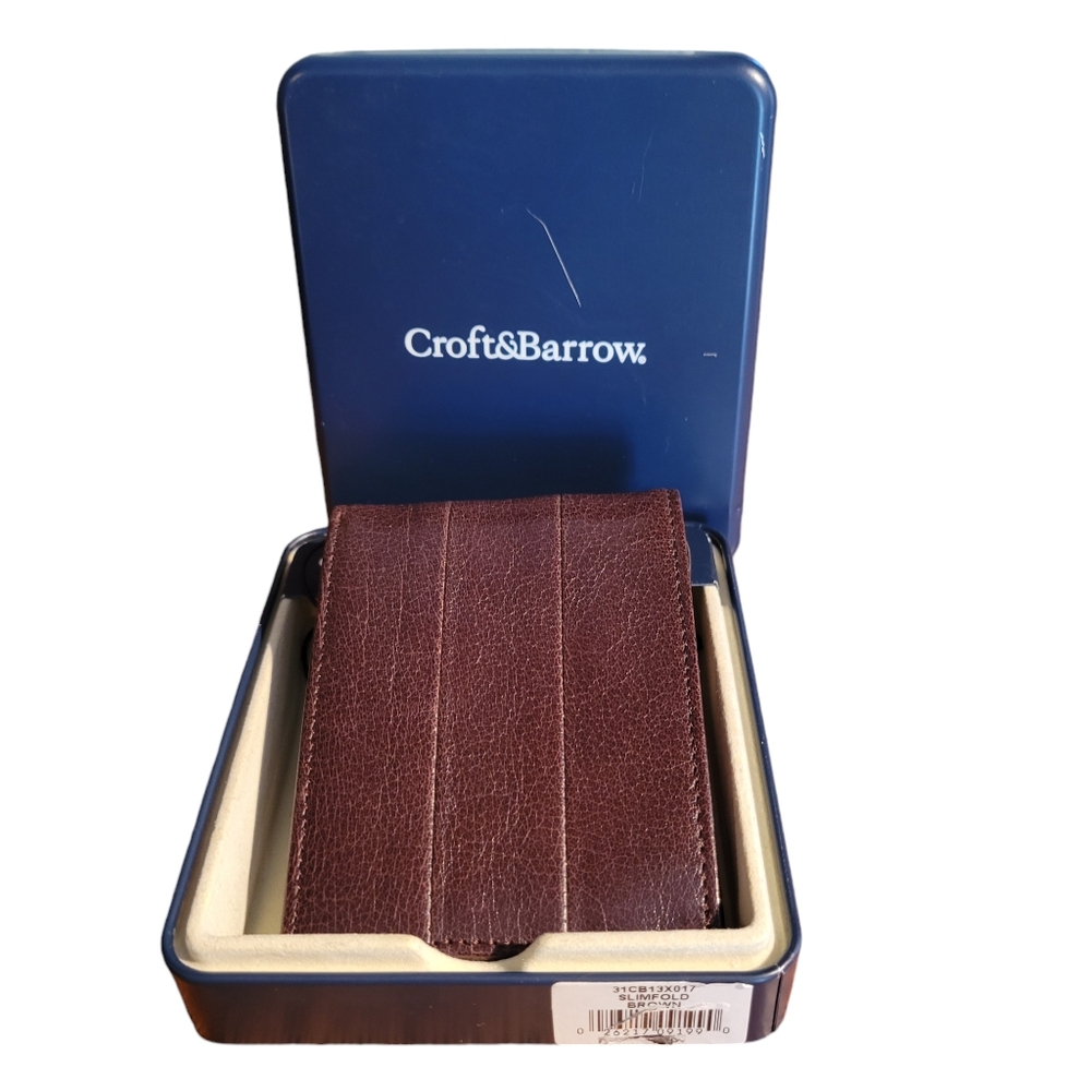 NWT Crofts & Barrow Leather Men's Slim Bifold Wallet